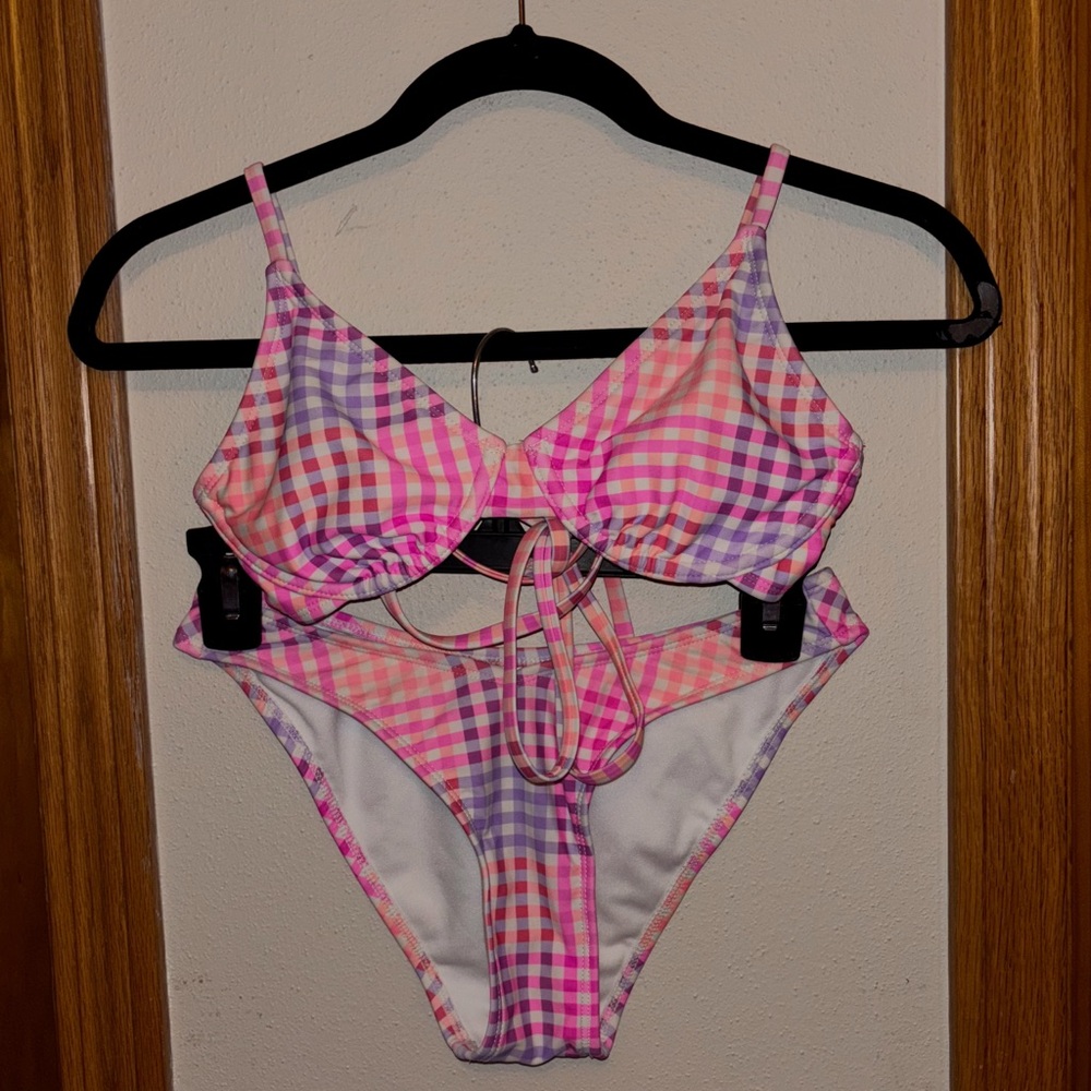 Xhilaration Pink and Purple Checkered Bikini